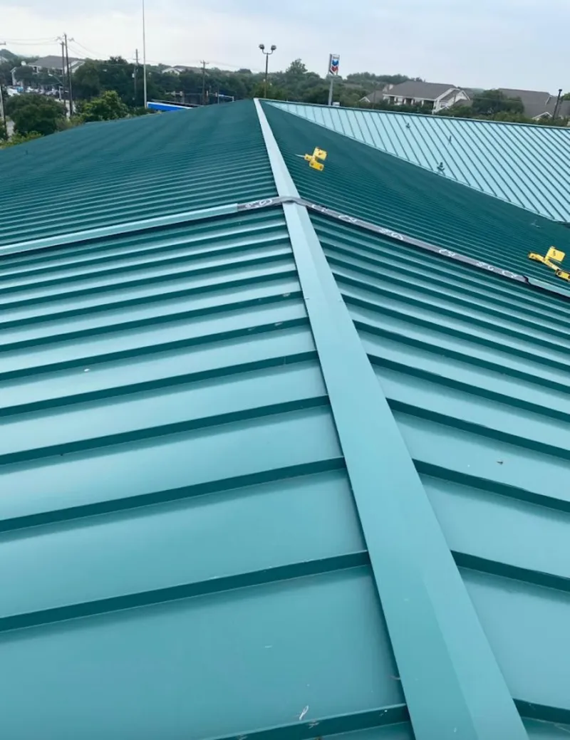 Green commercial metal roof ridge and valley for Metal Roof Repair in San Carlos